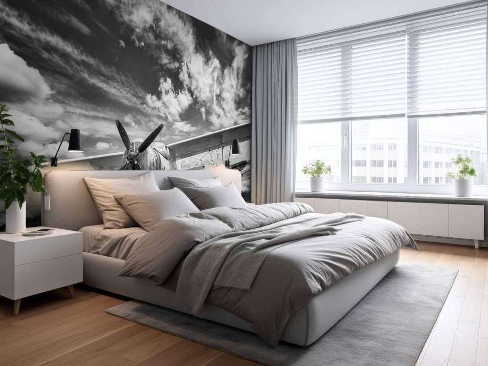 Vintage vliegtuig onder een bewolkte hemel