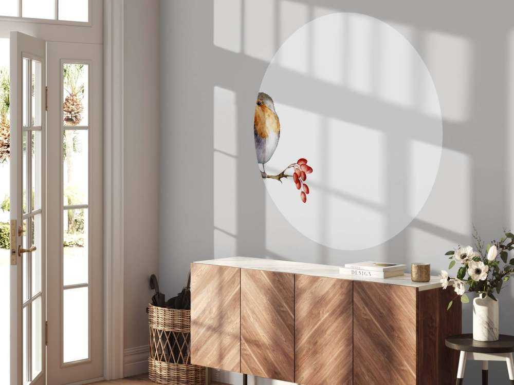 Vogeltje op een takje met een witte achtergrond