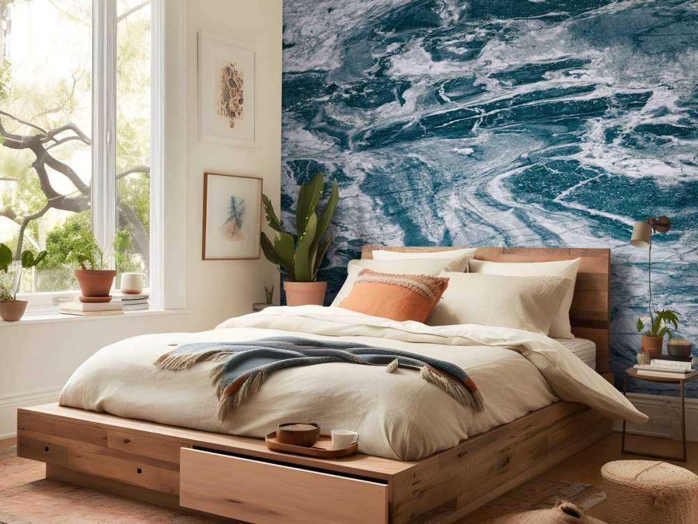 Blauw abstract marmer