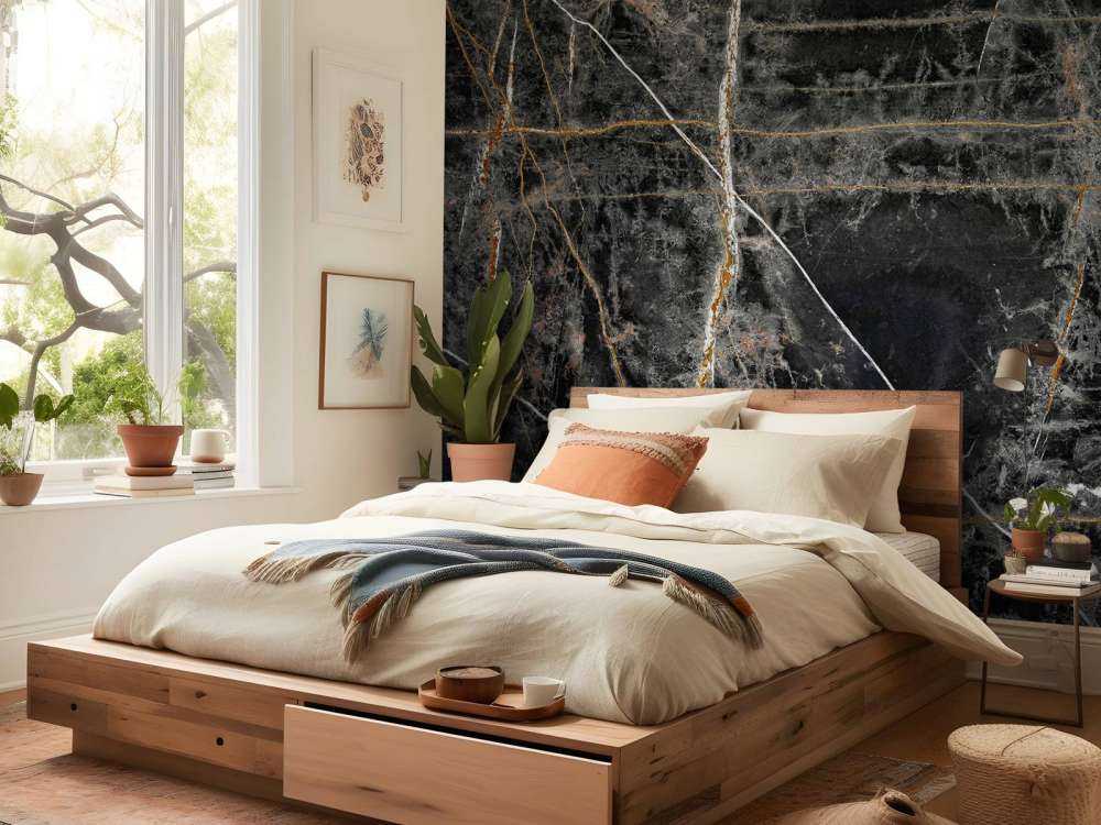 Donker marmer met koper kleurige lijnen