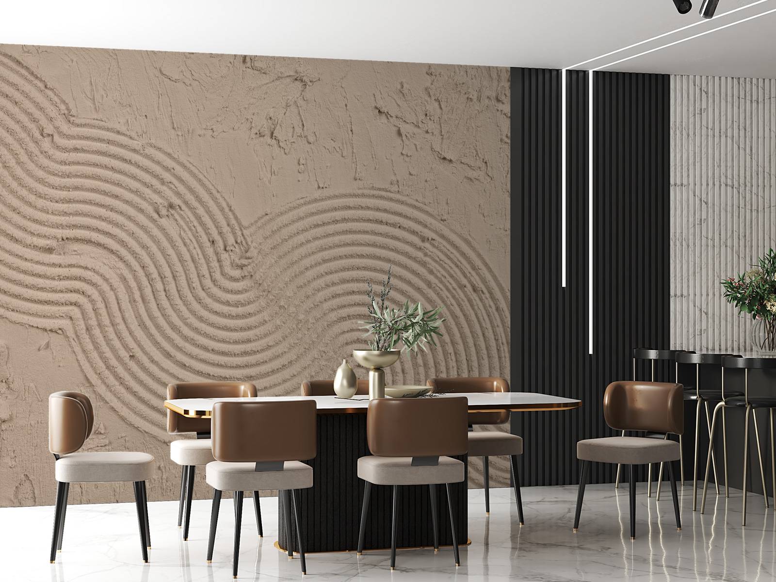 Organische lijnen en structuren in taupe