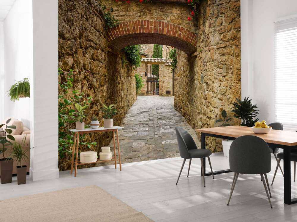 Boogje met rode bloemen