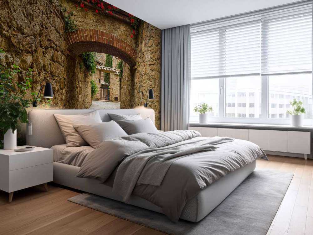 Boogje met rode bloemen