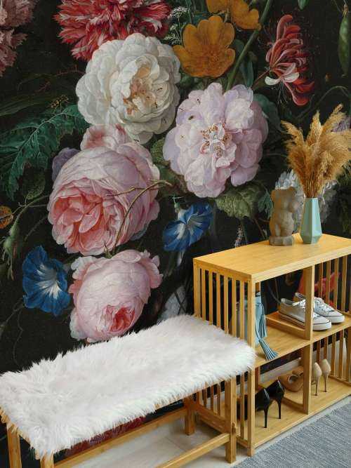 Stilleven met bloemen in een glazen vaas