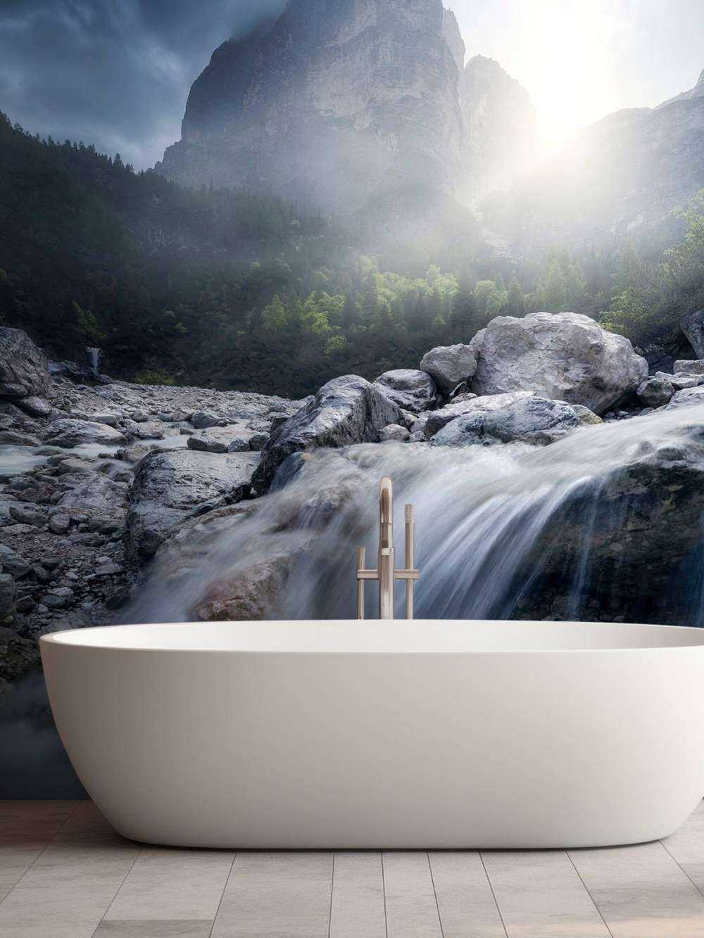 Mistige Bergstroom bij Zonsopkomst