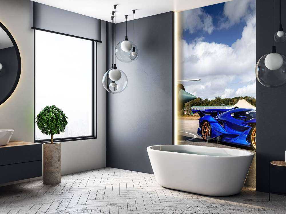 Futuristische supercar op vliegveld