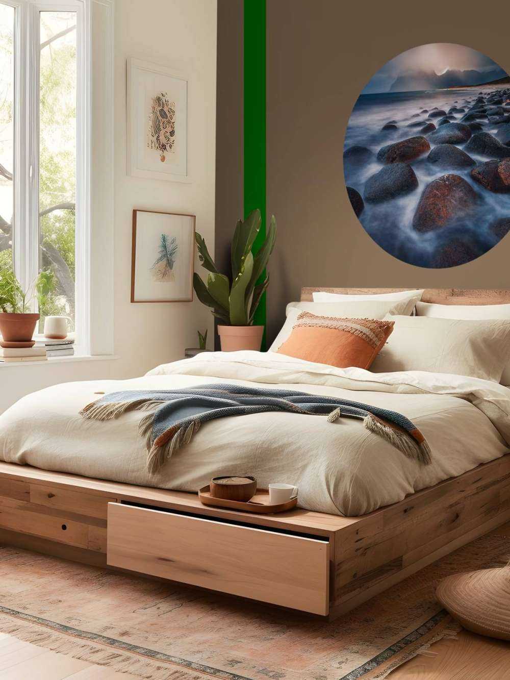 Avondlicht over ruige keienkust