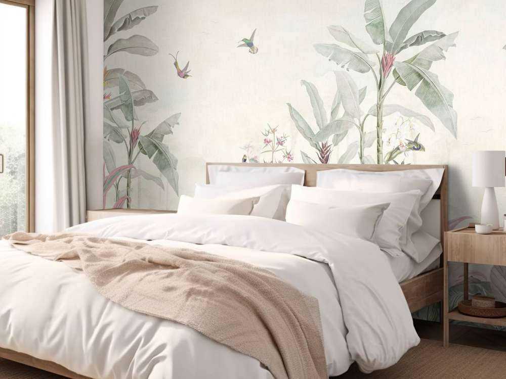 Kolibries en tropische bladeren