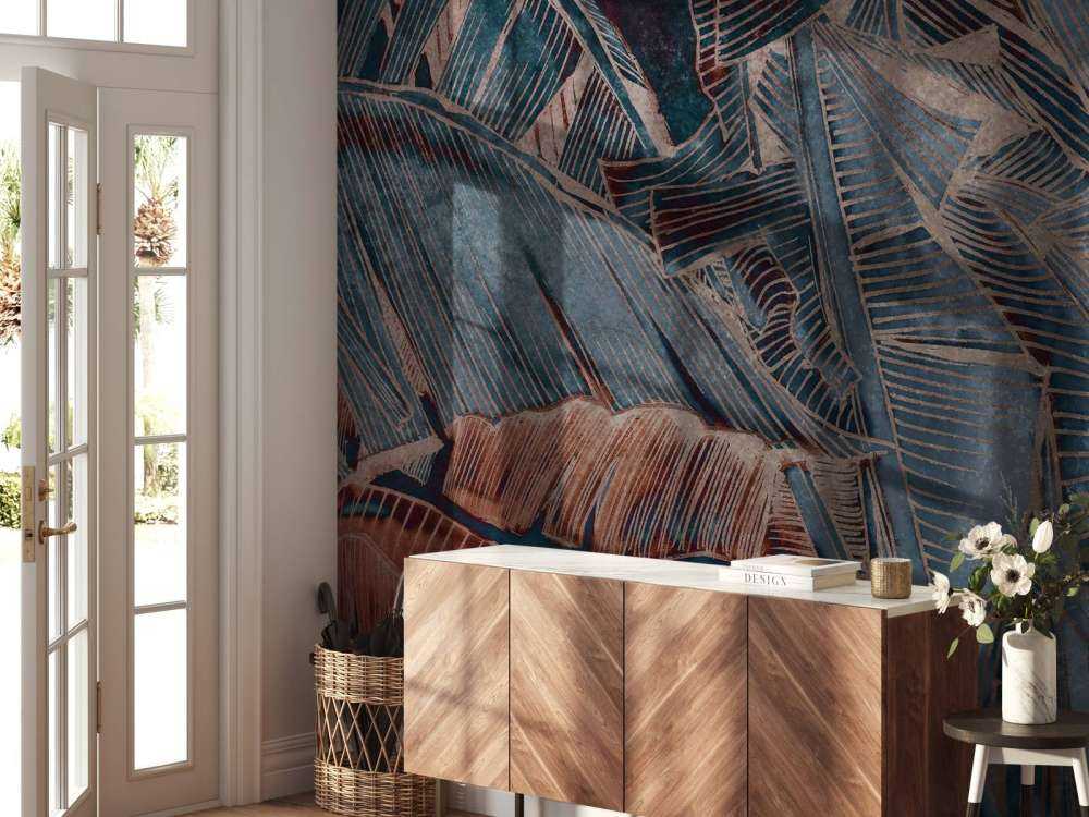 Bananenblad in koperblauw contrast