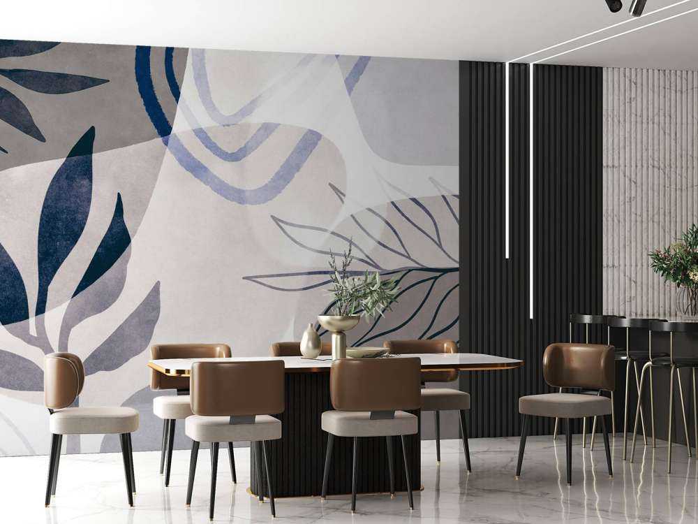 Abstract Botanic Shades Blue Beige