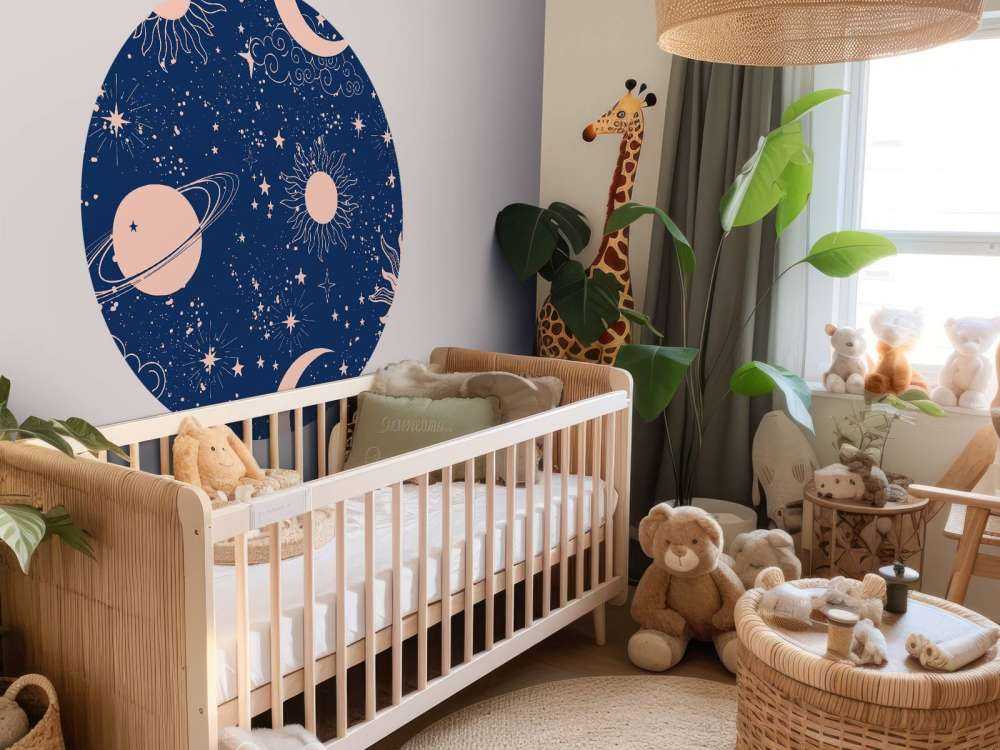 Nachtelijke zon en maanhemel