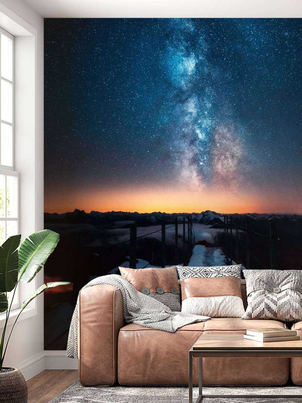 Sterrenpad Over Besneeuwde Berg