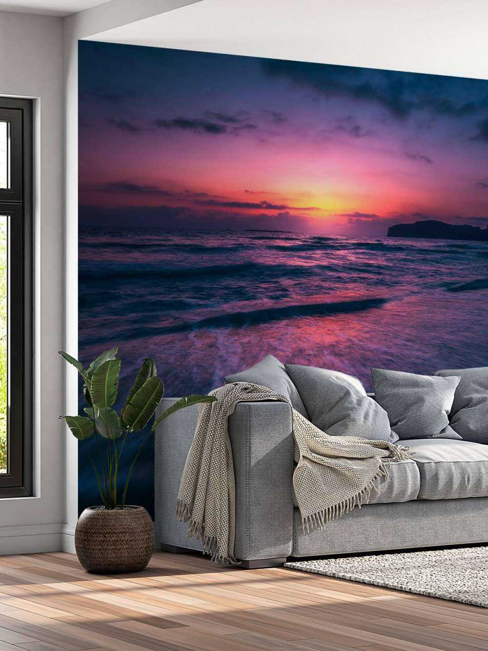 Avondgloed aan paarse kust