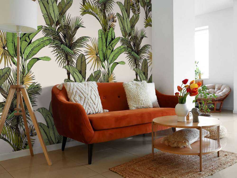 Tropische palm- en bananenbladeren