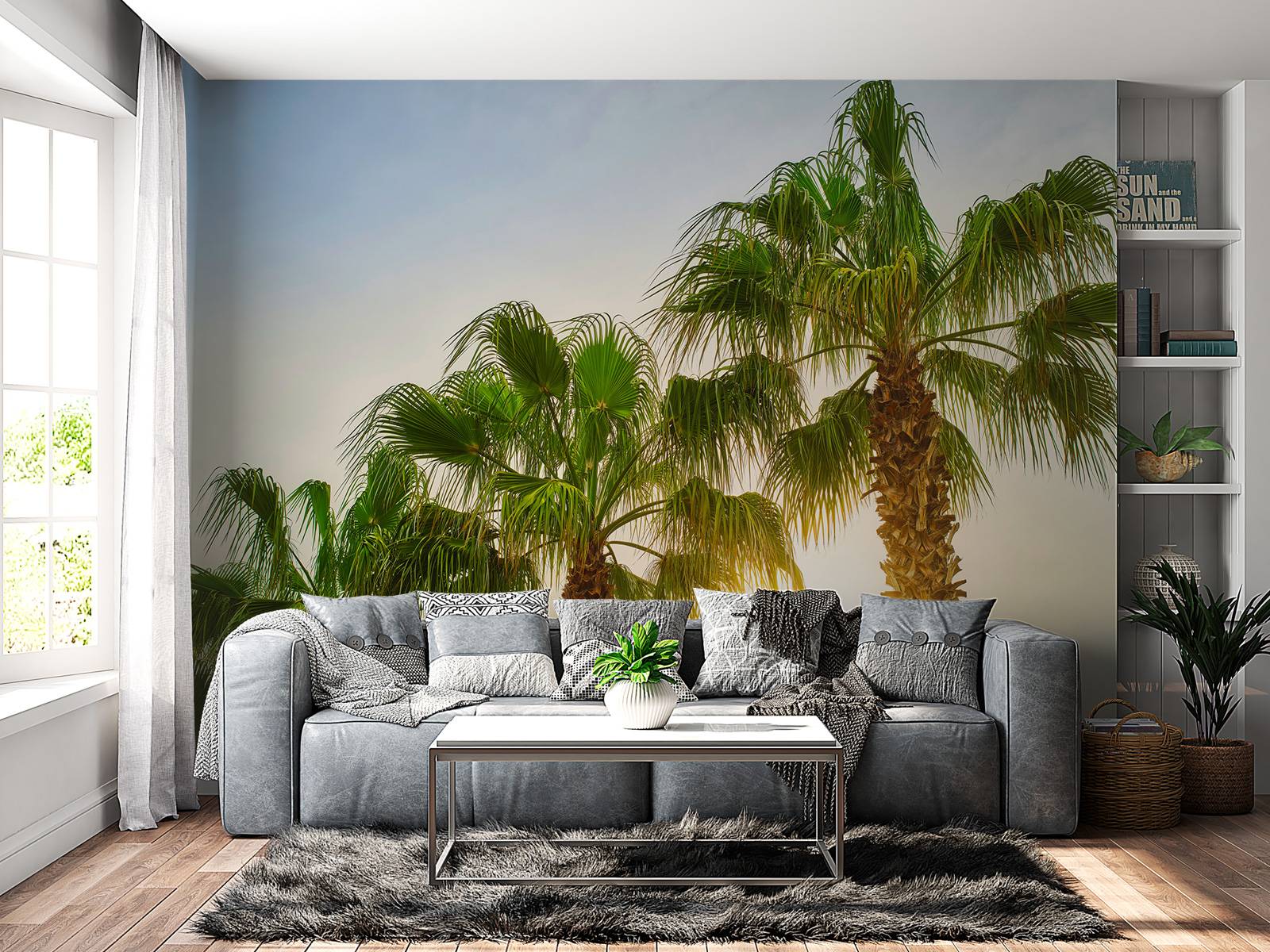 Palmbomen met zon
