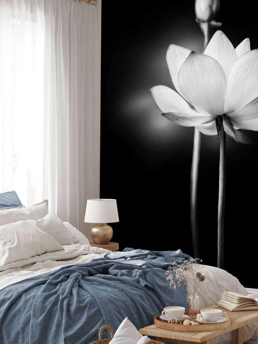 Lotusbloemen zwart-wit