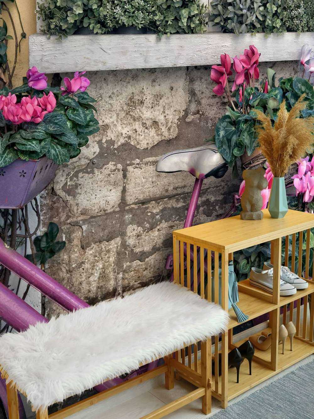 Vintage fiets met bloemen