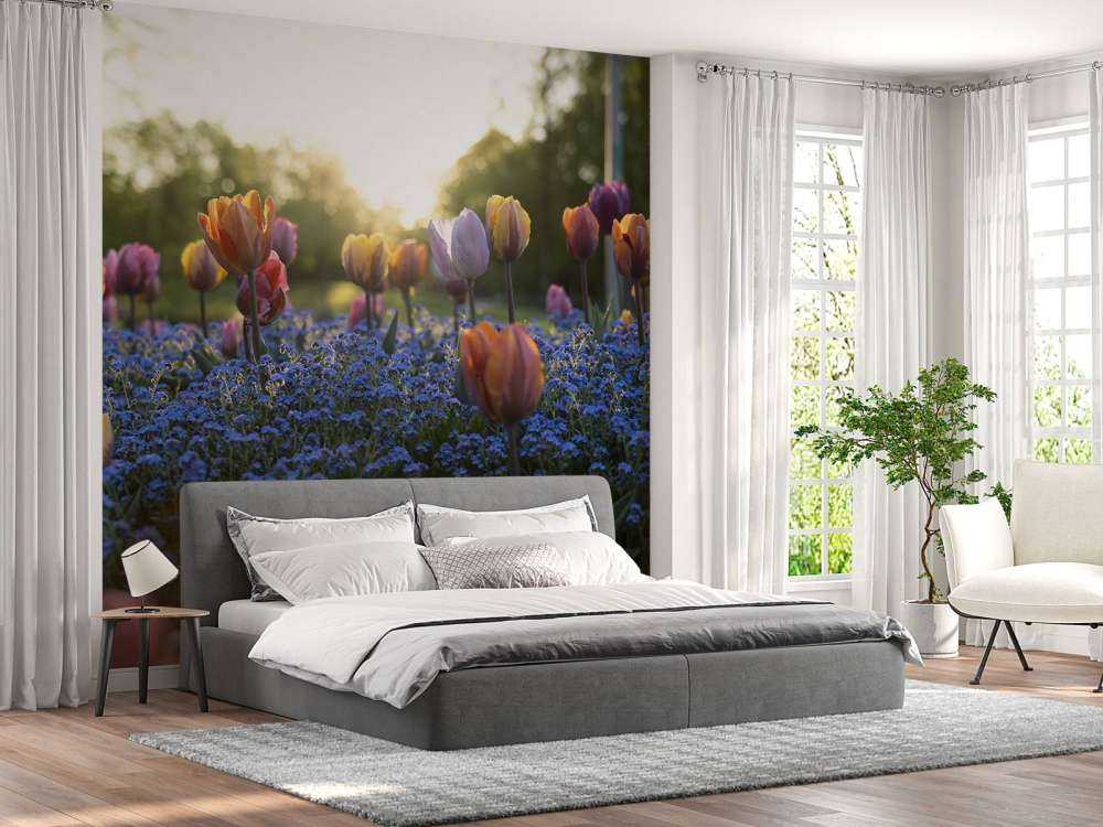 Vrolijk tulpenveld