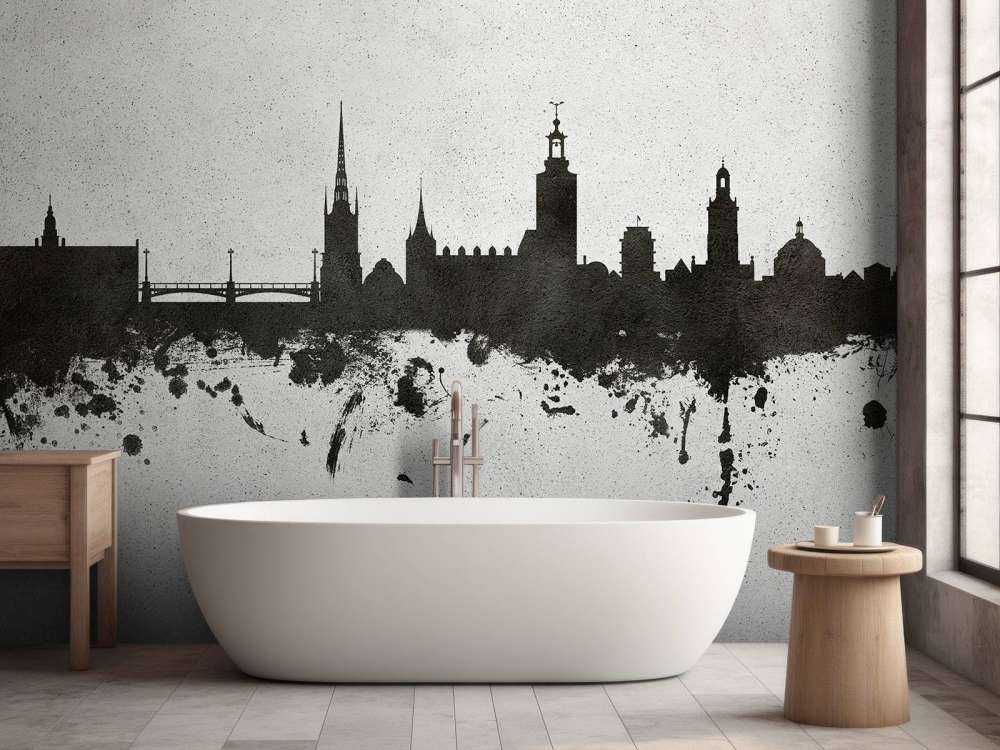 Waterverf skyline, Stockholm