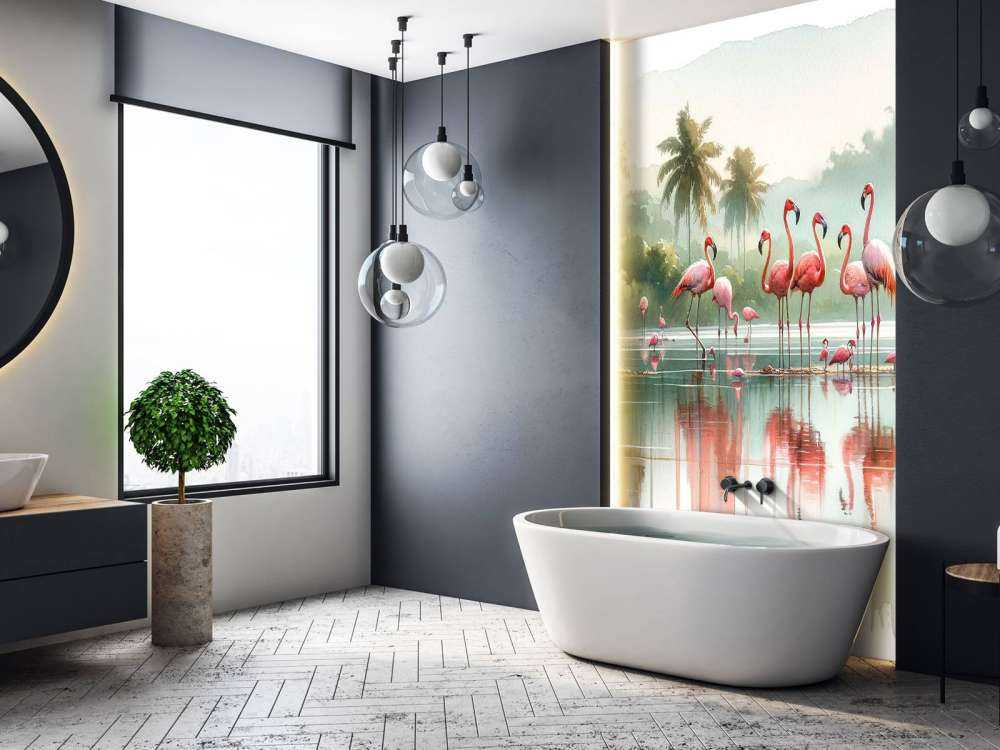 Morning Reflections of Flamingos