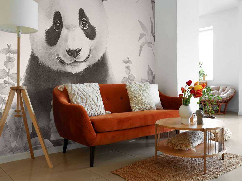 Baby panda in de jungle beige