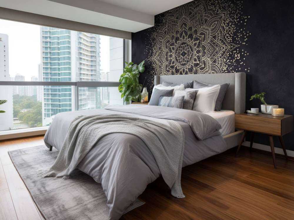 Golden Sparkling Mandala - dark navy