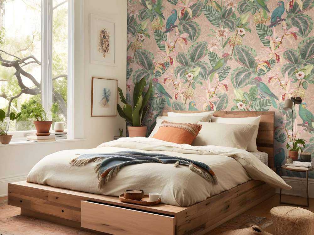 Tropische Jungle vogels & papegaaien - terracotta