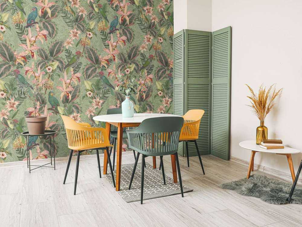 Tropische Jungle vogels & papegaaien - salie groen