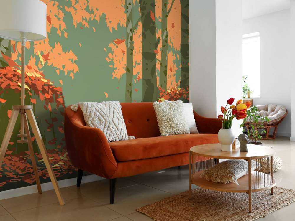 Herfstbos illustratie