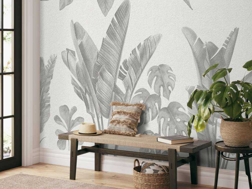 Jungle planten in grijstinten 