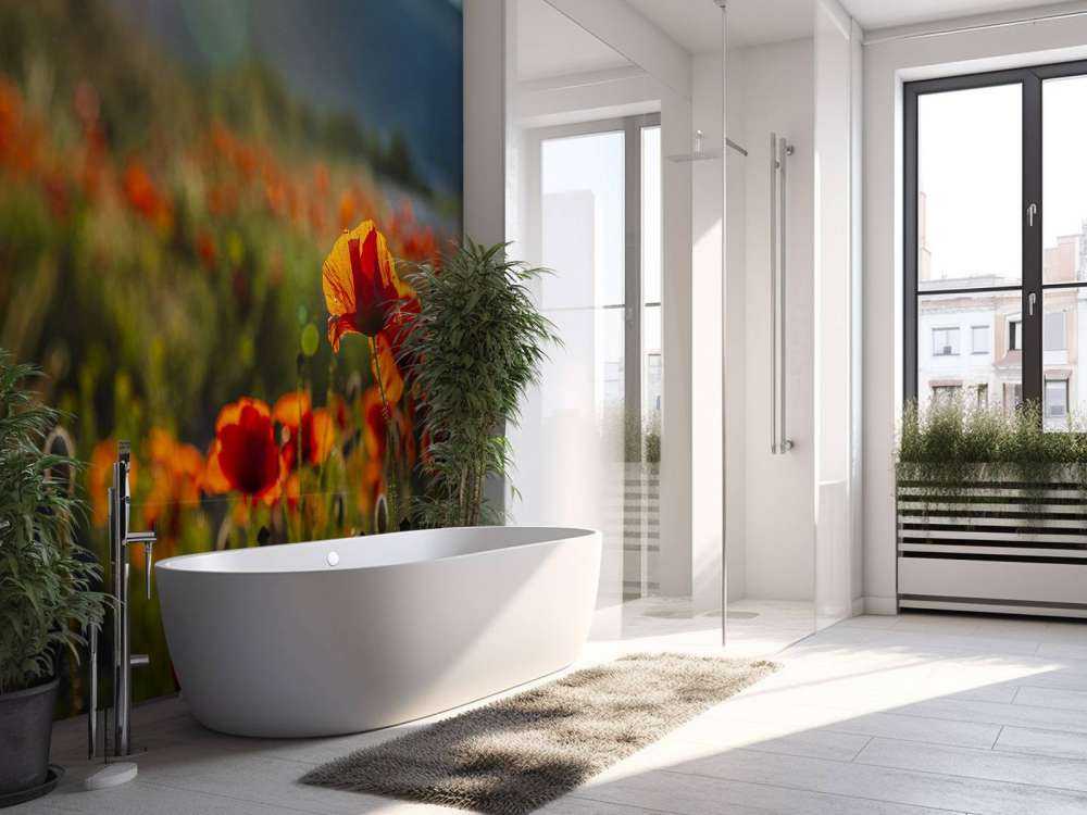 Klaprozen met zonnestralen