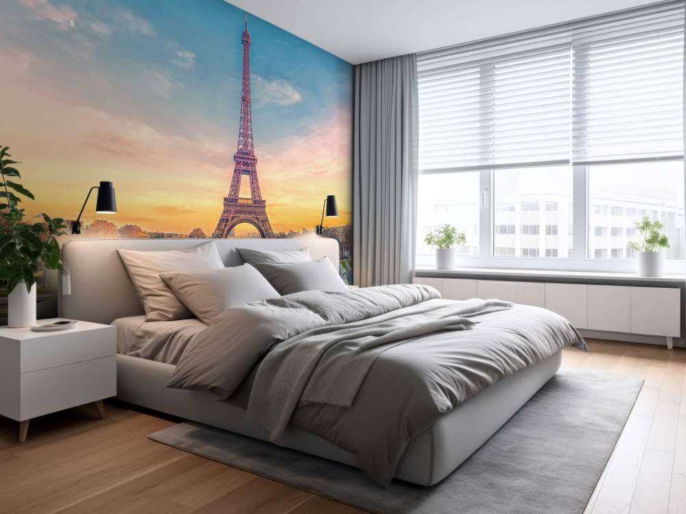 Verlichte Eiffeltoren bij zonsondergang