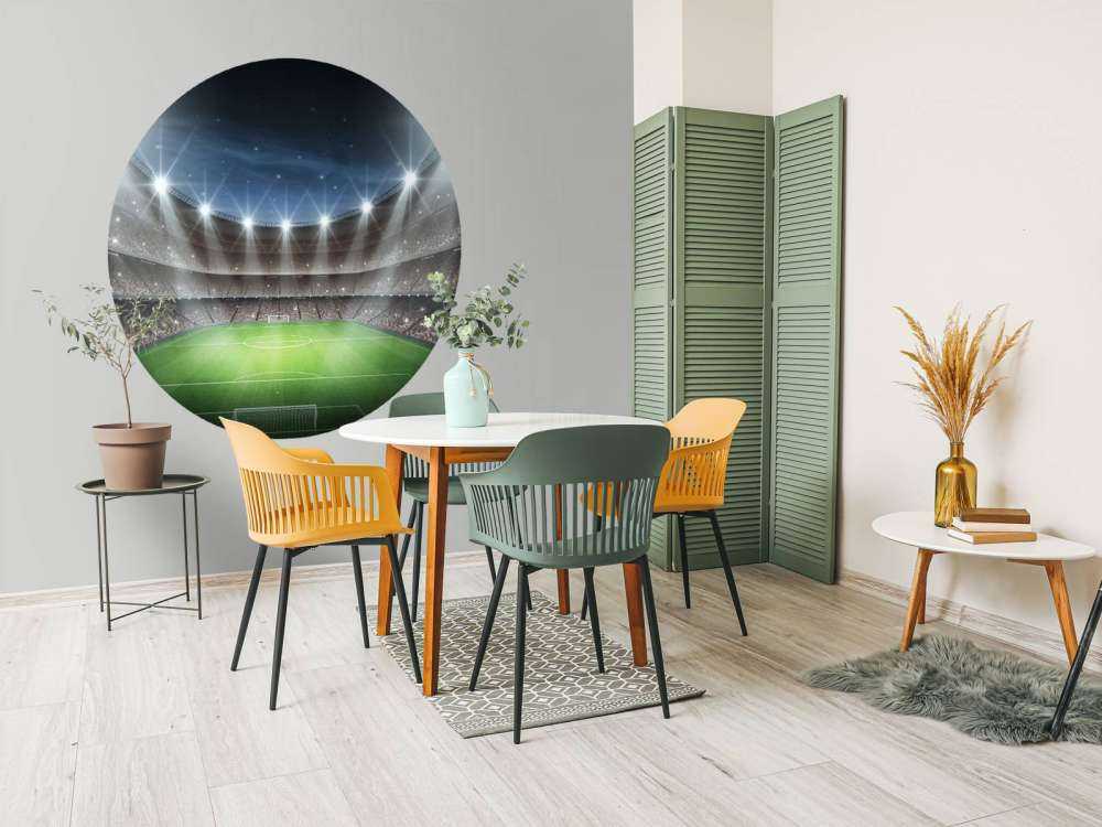 Verlicht voetbalstadion met sterrenhemel