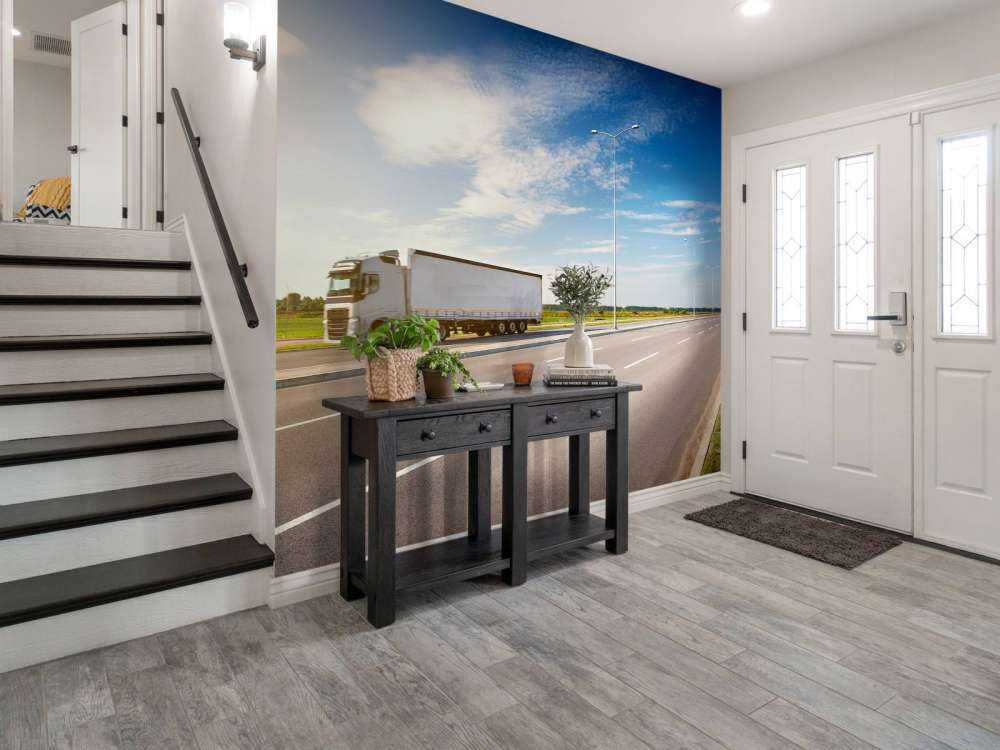 Witte vrachtwagen op een zonnige dag