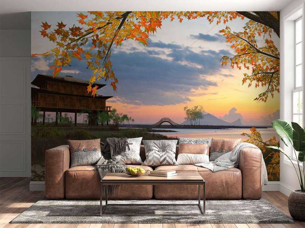 Chinees landschap in de herfst