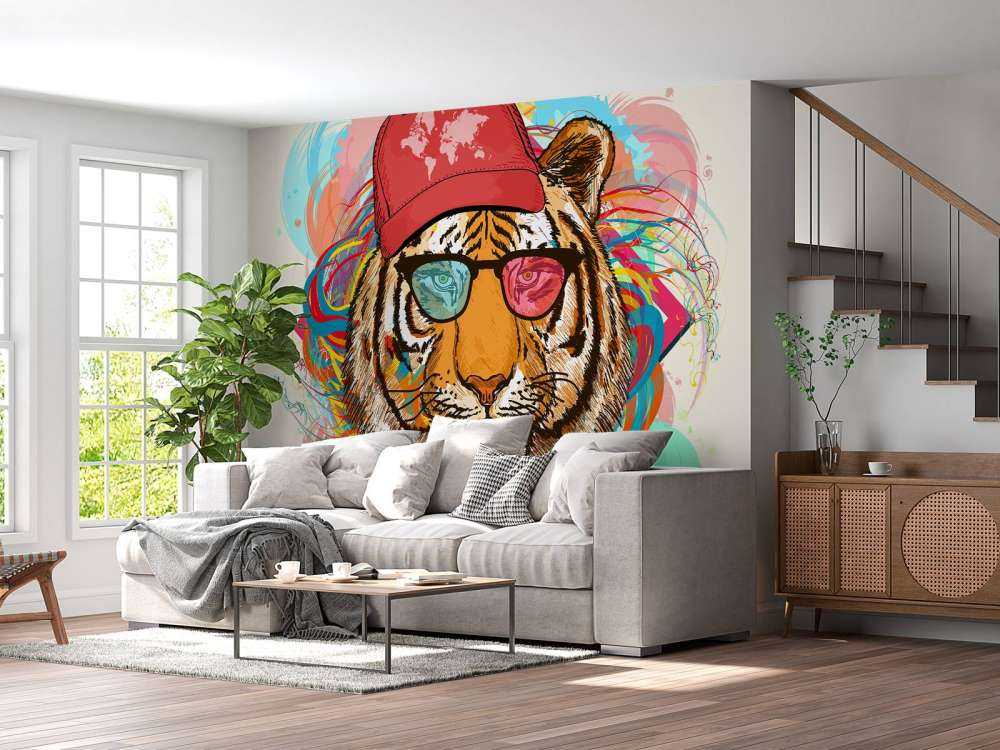 Hipster tijger tekening