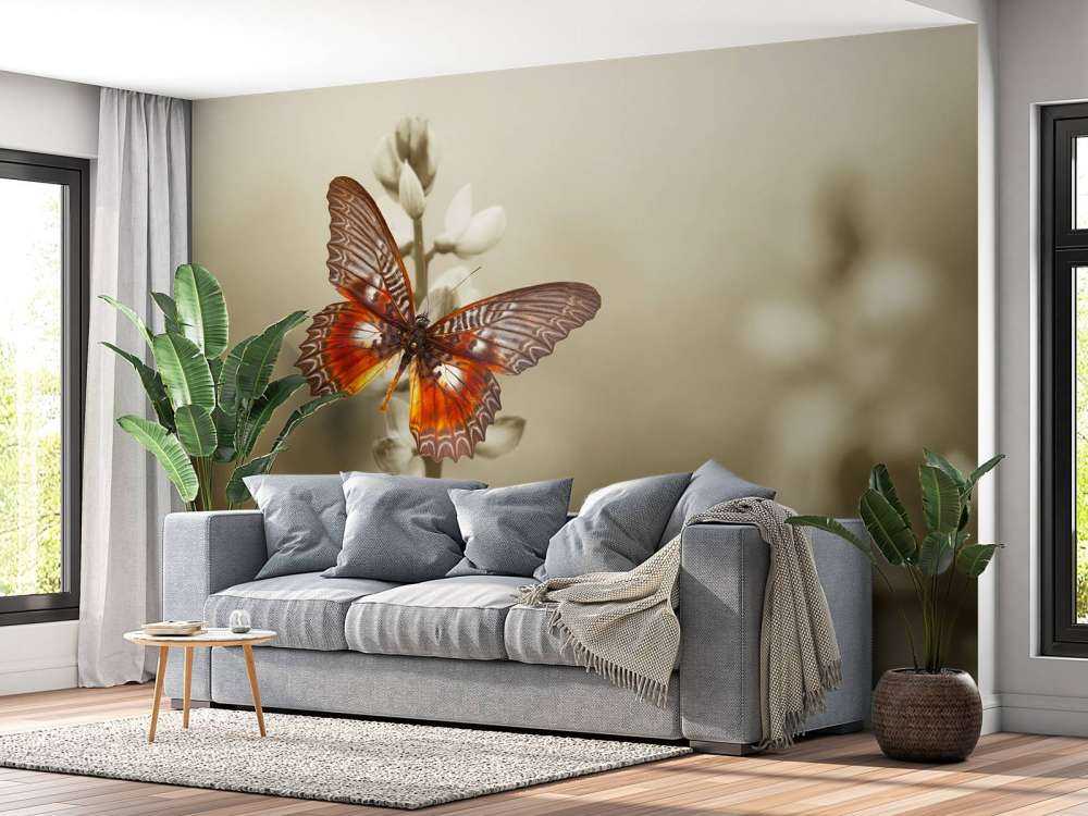 Rode Vlinder met Sepia achtergrond