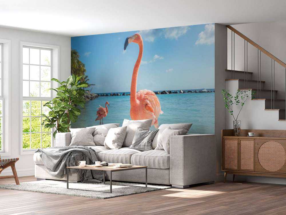 Flamingo op het strand