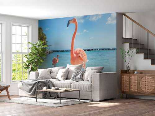 Flamingo op het strand