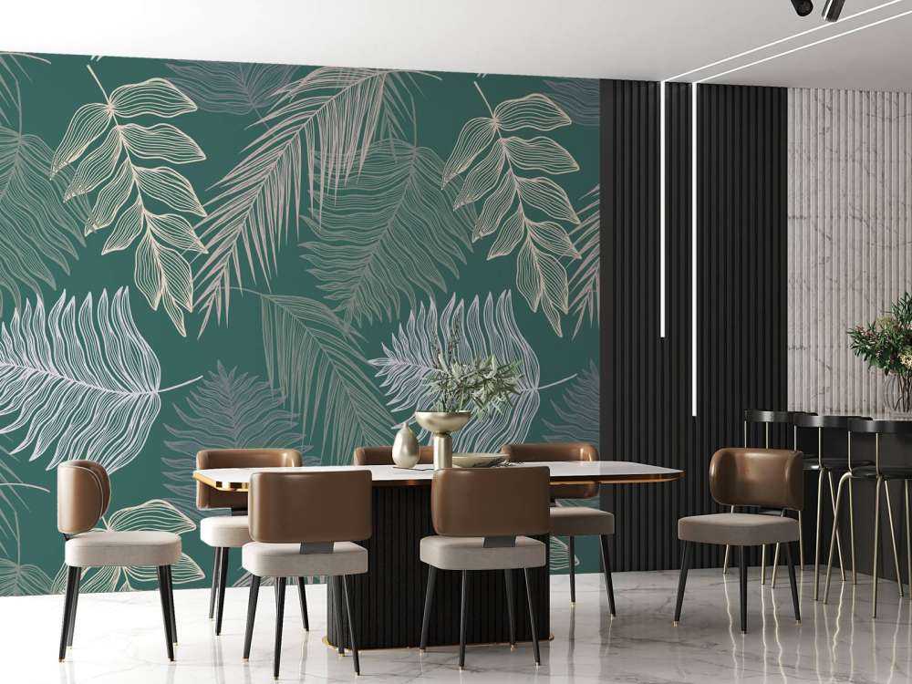 Palmblad op groene achtergrond