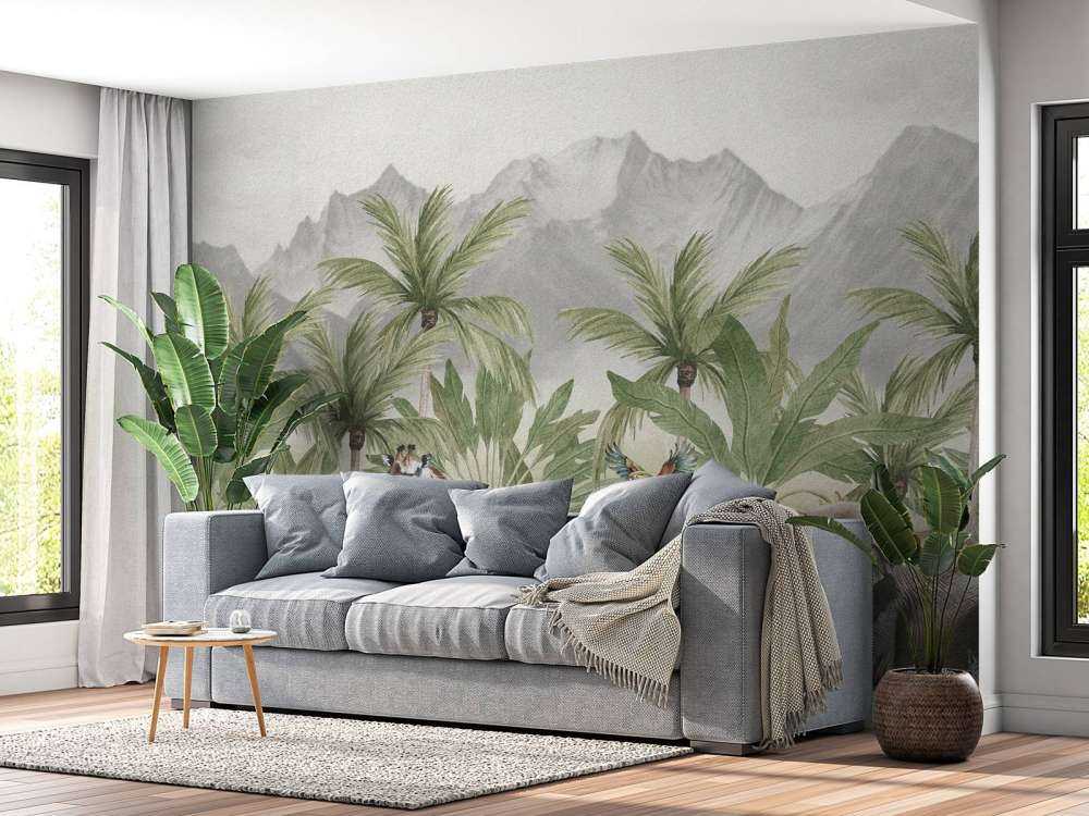 Berglandschap met dieren in kleur