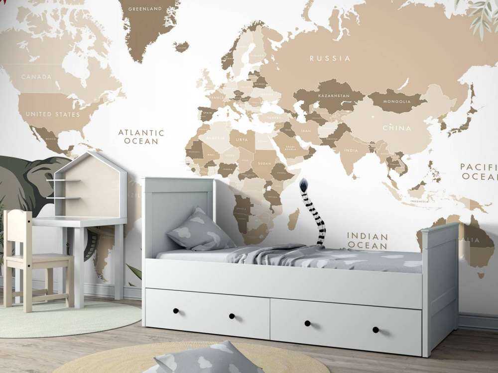 Wereldkaart met jungle dieren