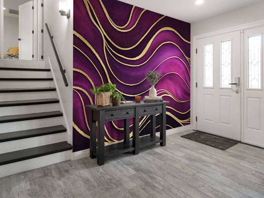 Luxury marble fuchsia purple with gold