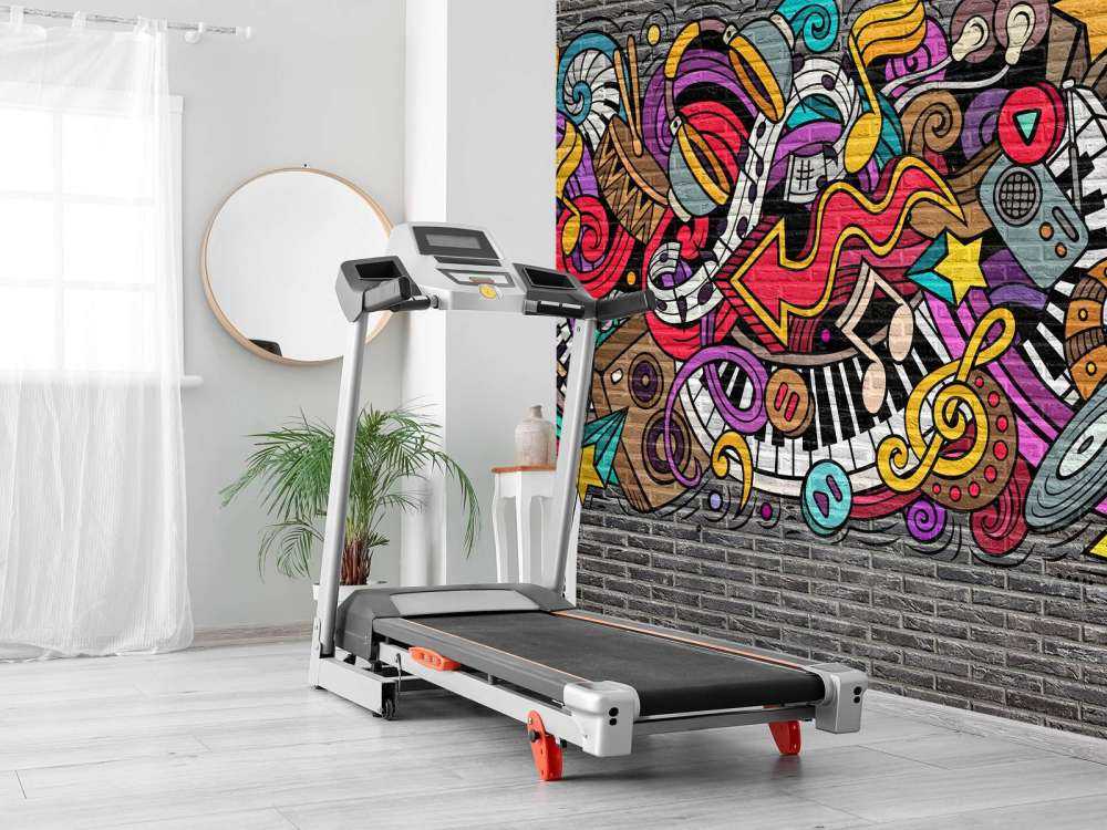 Muziek graffiti op baksteen