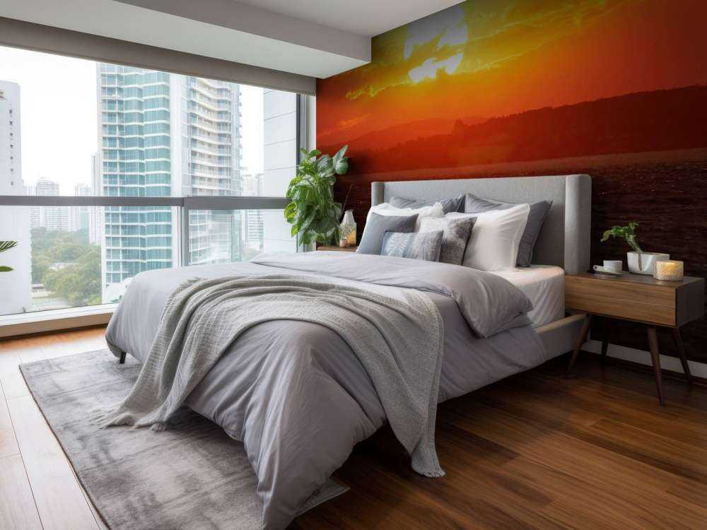 Prachtige zonsondergang bij een meer