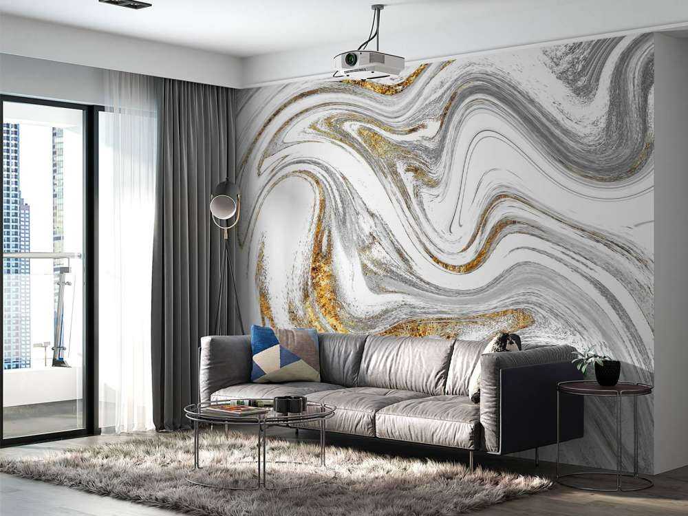 Verfmengsel met wit, grijs en goud