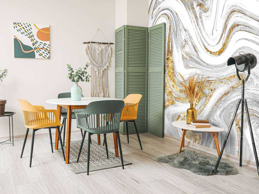 Verfmengsel met wit, grijs en goud