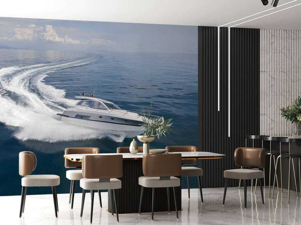 Luxe speedboot op zee