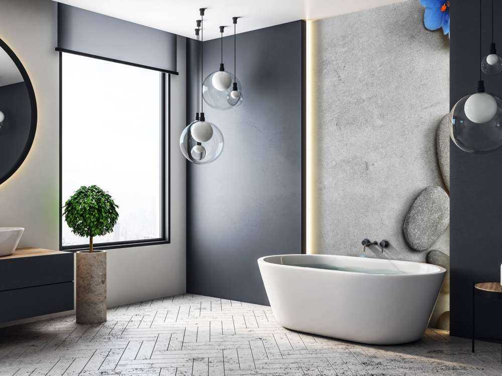 Grijze stenen met een blauwe vlinder en bloemen