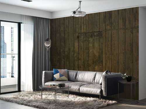 Houten muur met deur